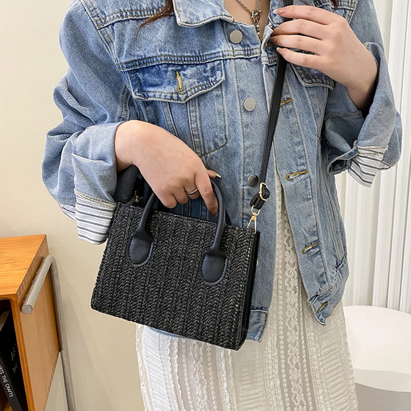 Grass Woven Crossbody Bag: Japanese Flower Handbag, Fashion Shoulder Bag 10 kf S4377deae125e41f6a27606f50c706dc2z