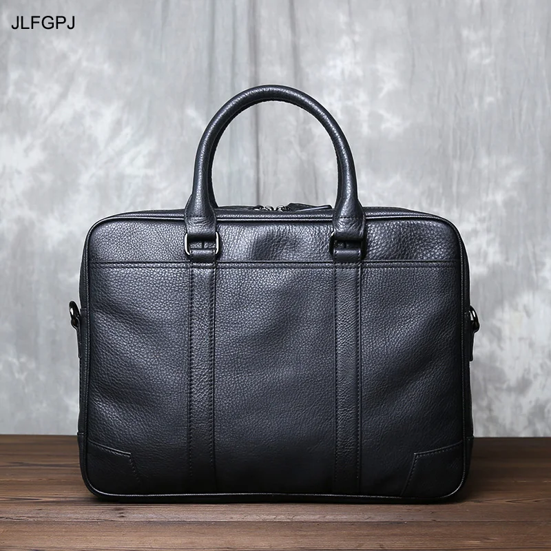 Retro Genuine Leather Handbag Men's Horizontal Large-capacity Messenger Briefcase First Layer Cowhide Business Computer Bag