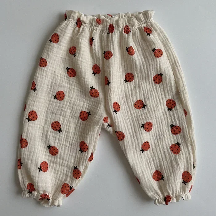Organic Cotton Baby Pants: Newborn Toddler Cute Print Soft Muslin Capris 43 kf S46a879dae1f948ef93a4fd14266f3fb7X