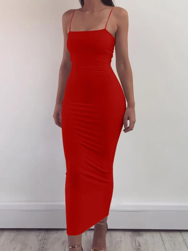 2025 New Spring Summer Women's High Elastic Sleeveless Backless Dress Long Sling Dresses Club Sexy Suspender Dress - Image 6