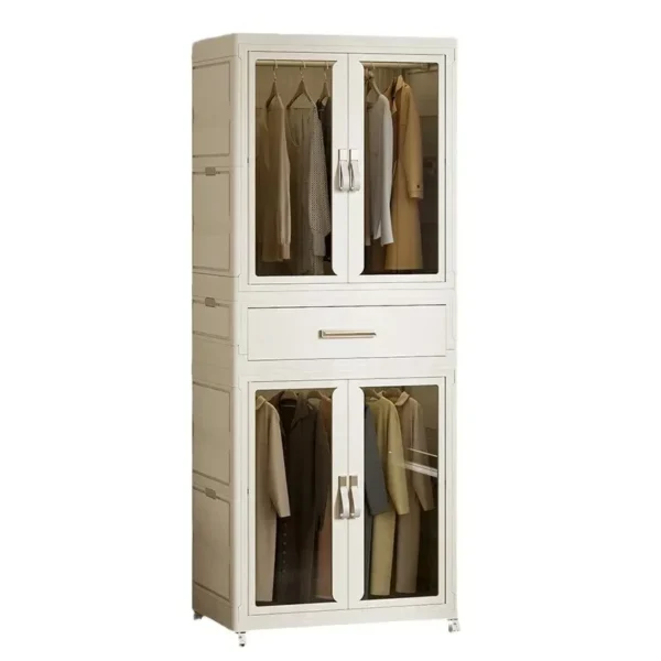 Transparent Foldable Wardrobe,Storage Container With Wheels,Closet Cabinet Bedside Organizer,Installation-Free Large Folding Bin - Image 6