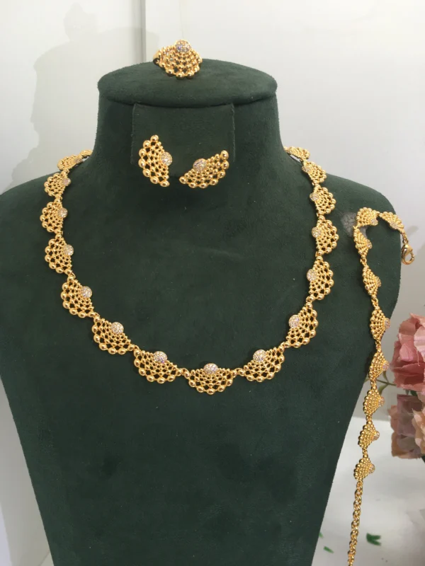 Jankelly Trendy Fashion 4PCS Luxury Waterdrop Indian Jewelry Sets For Women Wedding Party Indian Dubai Bridal jewelry Sets