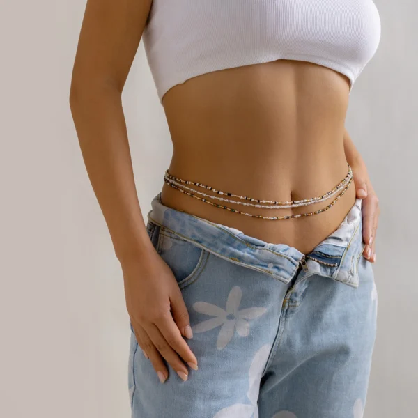 Ingemark 3Pcs Bohemia Waist Bead Belly Belt Chains for Women Wed Bridal Sexy Summer Bikini Elastic Body Jewelry Y2K Accessories - Image 2