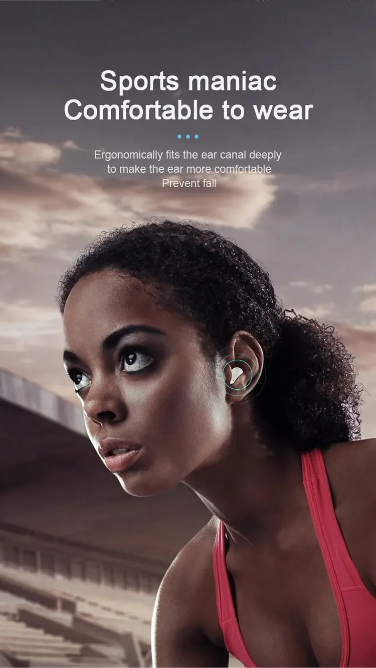 A6S TWS Wireless Headset: Bluetooth Headphones, Sport Stereo Earbuds 12 kf S4f9df239ea774625863853dbc7b3db37O