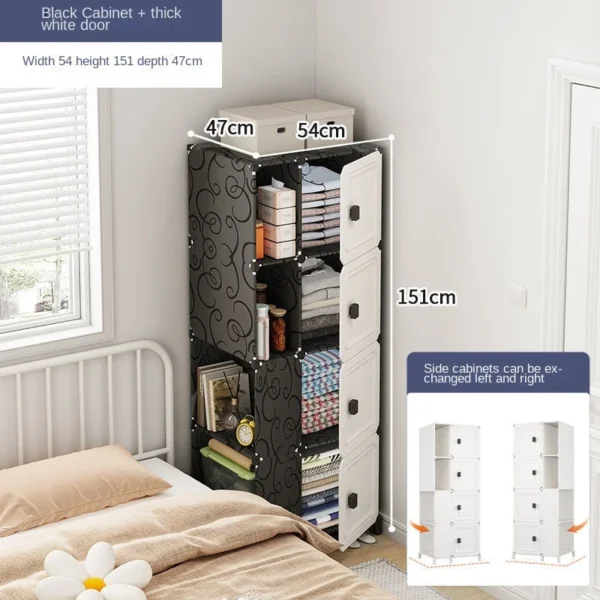 Bedroom Household Multilayer Single Door Folding Storage Cabinet Locker Collapsible Dustproof Wardrobe Goods Shelves Furniture - Image 3
