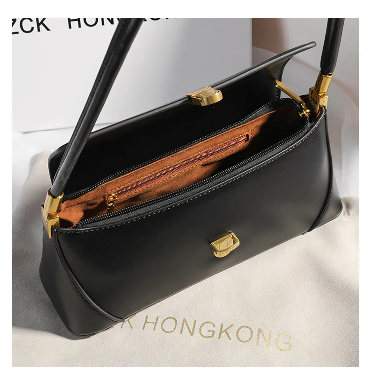 Genuine Leather Armpit Bag: Retro Niche Solid Color Portable Shoulder Bag 22 kf S5043a8b81e1343c0a7de933069c2d4a0X