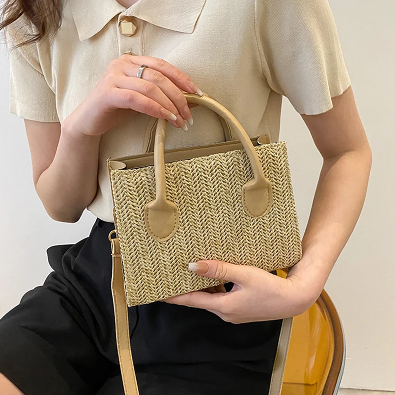 Grass Woven Crossbody Bag: Japanese Flower Handbag, Fashion Shoulder Bag 15 kf S5203c9f6912d4dc28645b1afb965a4257