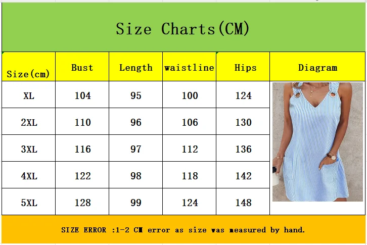 Plus Size Striped Dress: Sleeveless V-Neck Pocket Summer Women's Dress 6 kf S52d7b54362104e75a1e48d103174d91b5