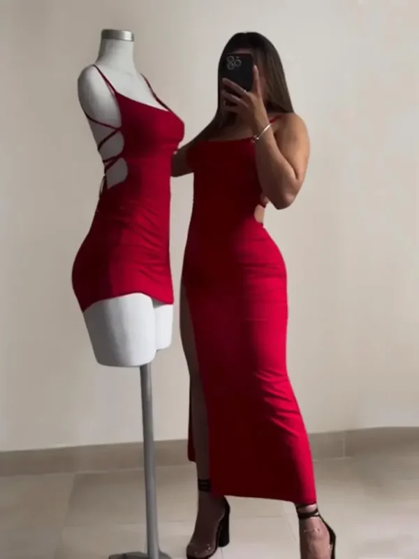 2025 explosive new dress summer high sensibility halter strap Spice Girl bag hip dress - Image 6