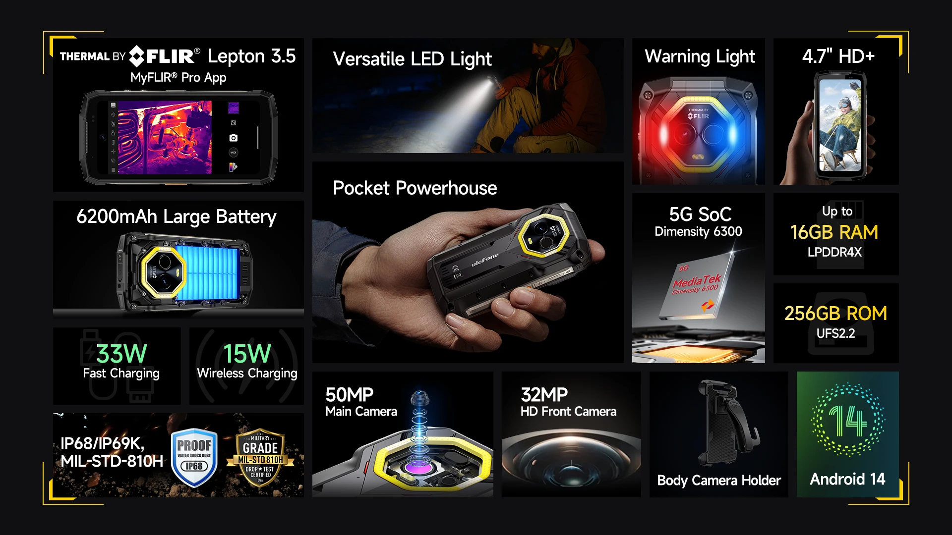 Ulefone Armor Mini 20T Pro 5G Rugged Phone: LED Light, 6200mAh, 33W 10 kf S5344d91189554b709fe5e91bfc19e2849