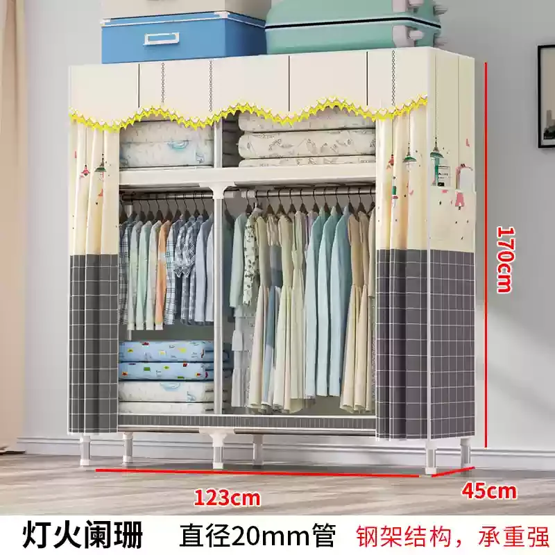 Reinforced Steel Wardrobe: Waterproof Double-Door Fabric Storage Organizer 30 kf S53d4658950b846828bdfd7336339d0a2z
