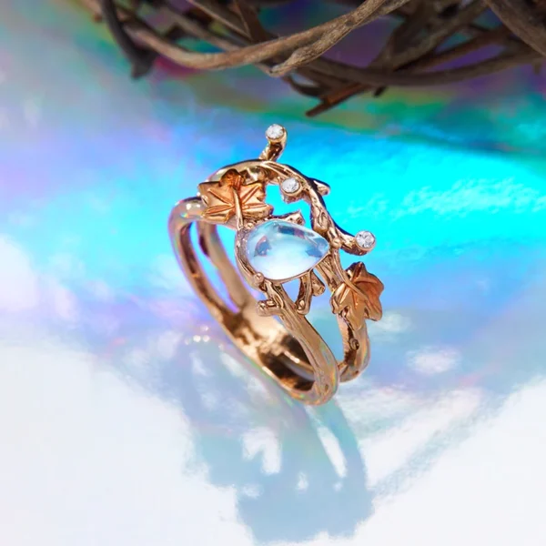 Creative Retro Niche Exquisite Branch Maple Leaf Ring Women's Fashion Creative Holiday Party Valentine's Day Jewelry Accessories - Image 4