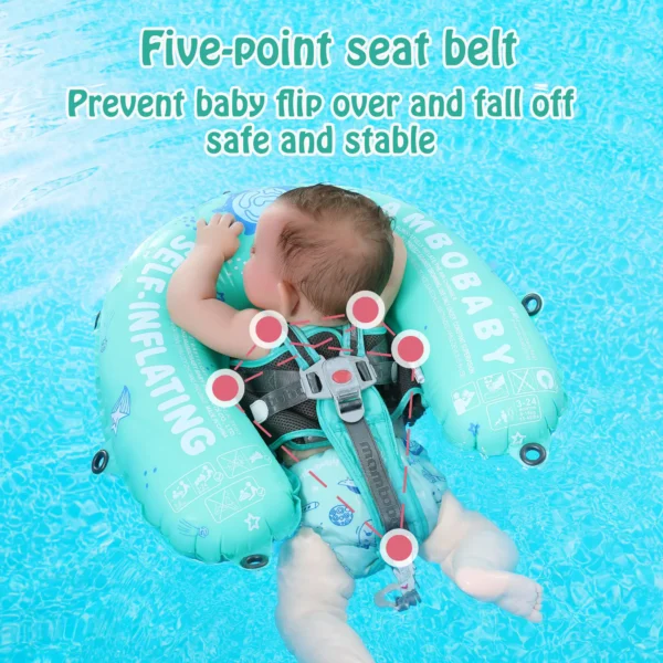 HECCEI Mambobaby Self-Inflating Baby Swim Float with Canopy Newest Compressible Folding Pool Float Soft Waterproof Swim Trainer - Image 2