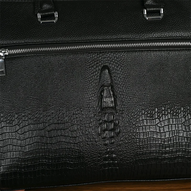 Classic Alligator Cow Leather Briefcase: Large Laptop Shoulder Crossbody Bag 21 kf S55f4255cf7a8437fab8cea102f849d6ed