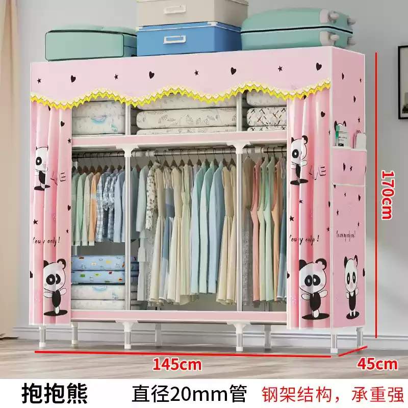 Reinforced Steel Wardrobe: Waterproof Double-Door Fabric Storage Organizer 40 kf S5747a12bab7e4223a57dae305c351ac0O