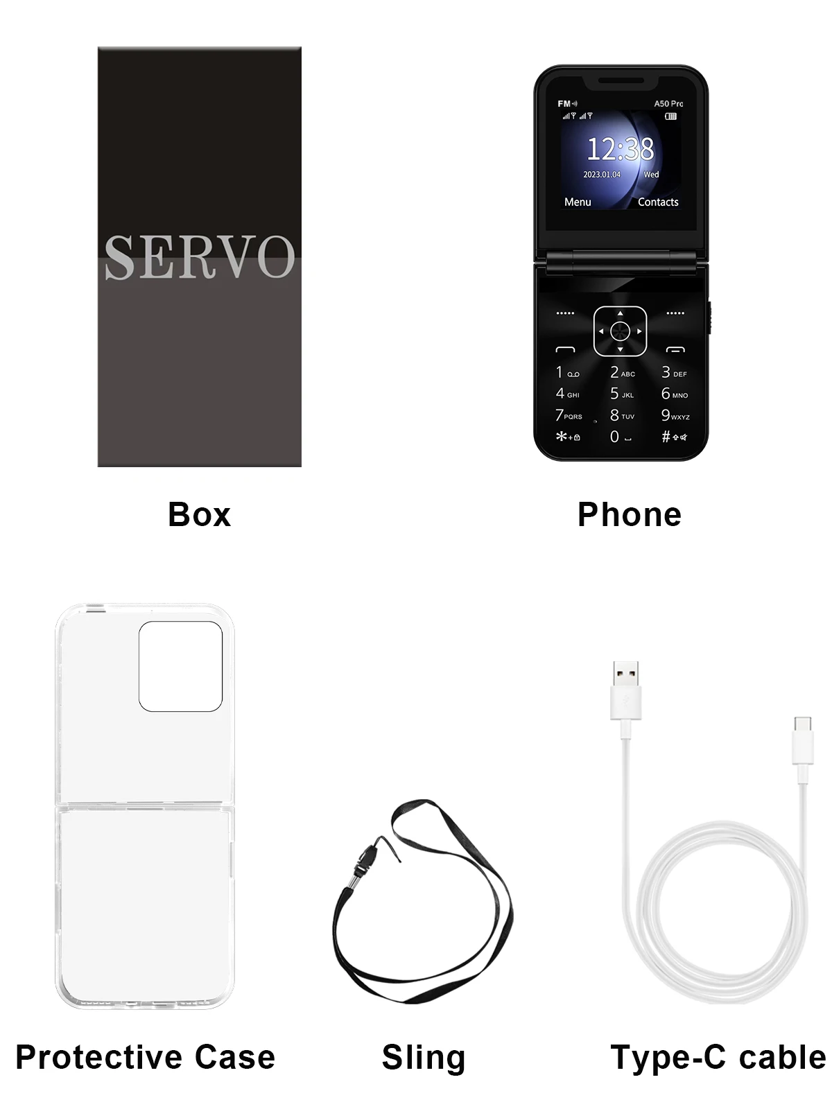 SERVO A50 Pro Foldable Phone: Dual SIM GSM, Electric Torch, Type-C 7 kf S58760f194b744537a0a80e26024cbebcV