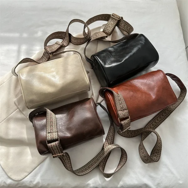 Vintage PU Leather Boston Women Small Handbag and Purse Fashion Designer Crossbody Bag Female Casual Travel Pillow Shoulder Bag - Image 3