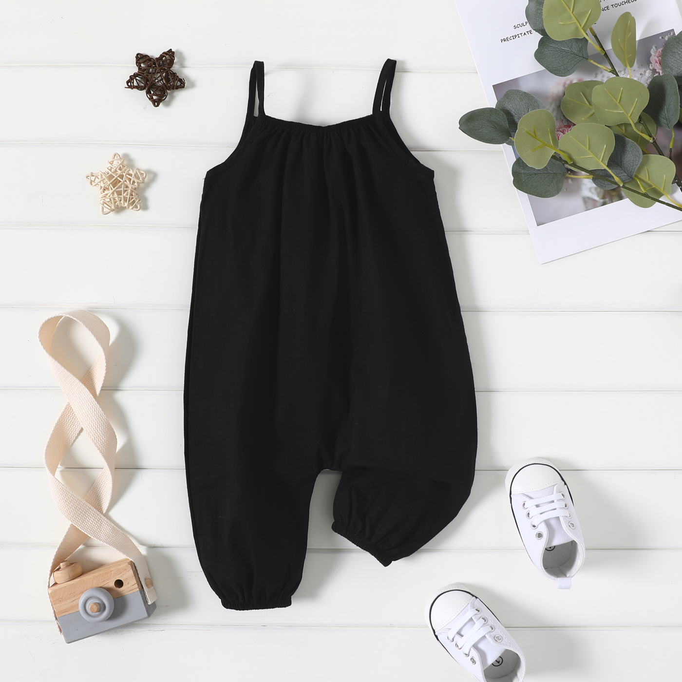 PatPat Baby Girl Overalls: 100% Cotton Loose-Fit Spaghetti Strap Harem Pants 20 kf S5983f844a312413cb3e5bbf7a04d52a9y