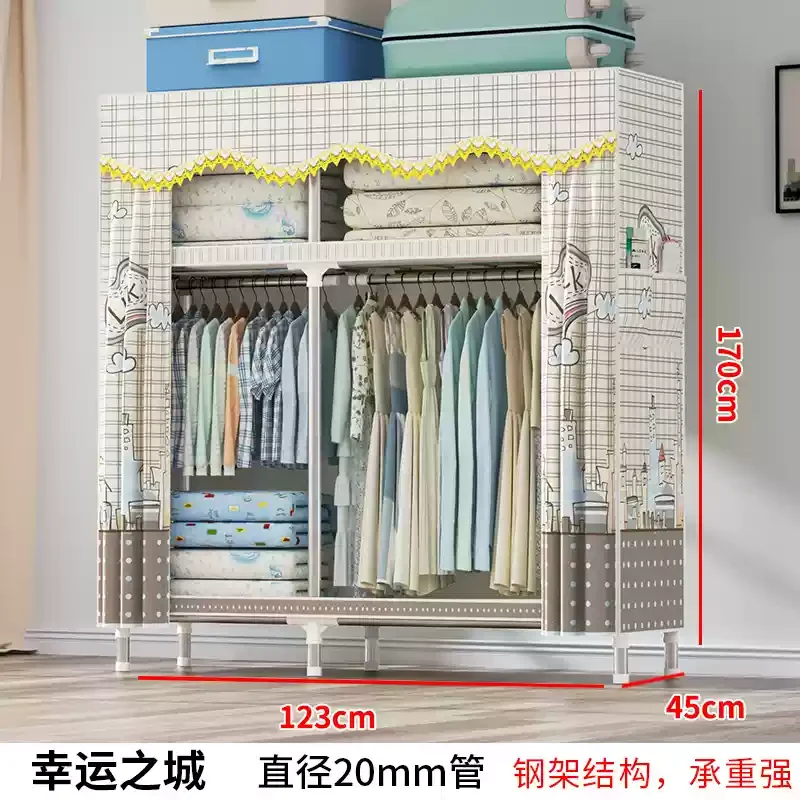 Reinforced Steel Wardrobe: Waterproof Double-Door Fabric Storage Organizer 33 kf S5b11334e3c634ea889b42ced4c6561c2z