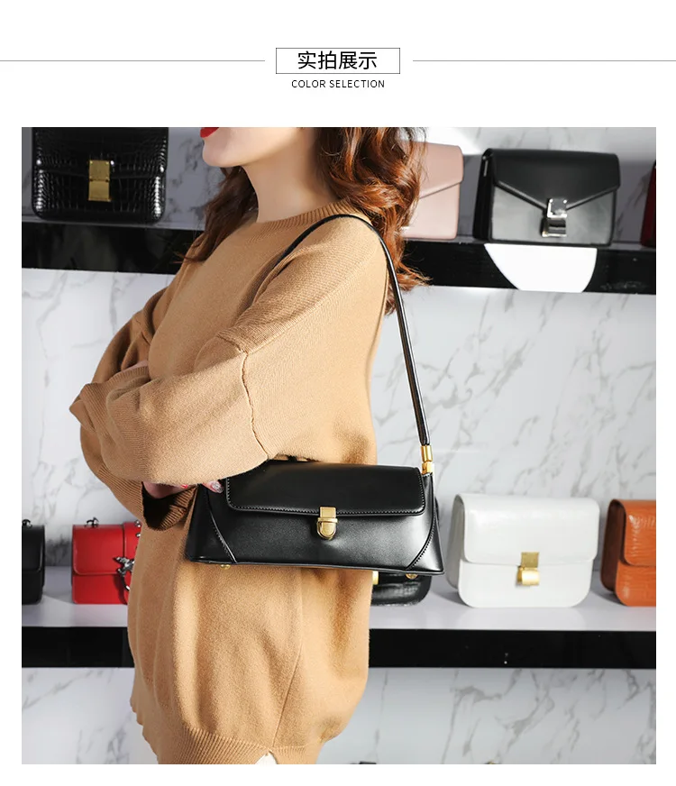 Genuine Leather Armpit Bag: Retro Niche Solid Color Portable Shoulder Bag 10 kf S5dd7921b0b984cf99c5bbc579c7e884fs