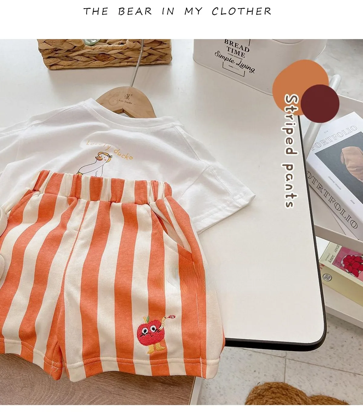 2PCS Korean Style Toddler Shorts: Elastic Band Striped Kids Casual Shorts 10 kf S5ef2c0243e11403bb0bafb9203238e73G