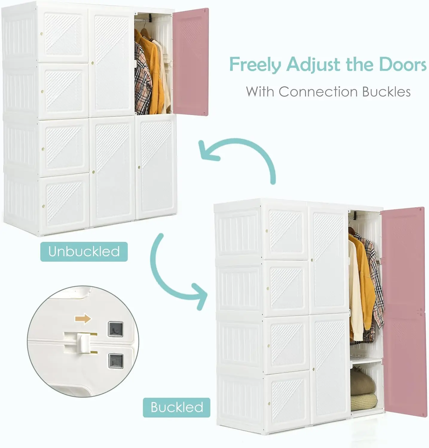 Portable Folding Closet Wardrobe: Cubby Storage, Hanging Rods, Magnet Doors 14 kf S6280330354ab4139b1200bae16dd52a2v
