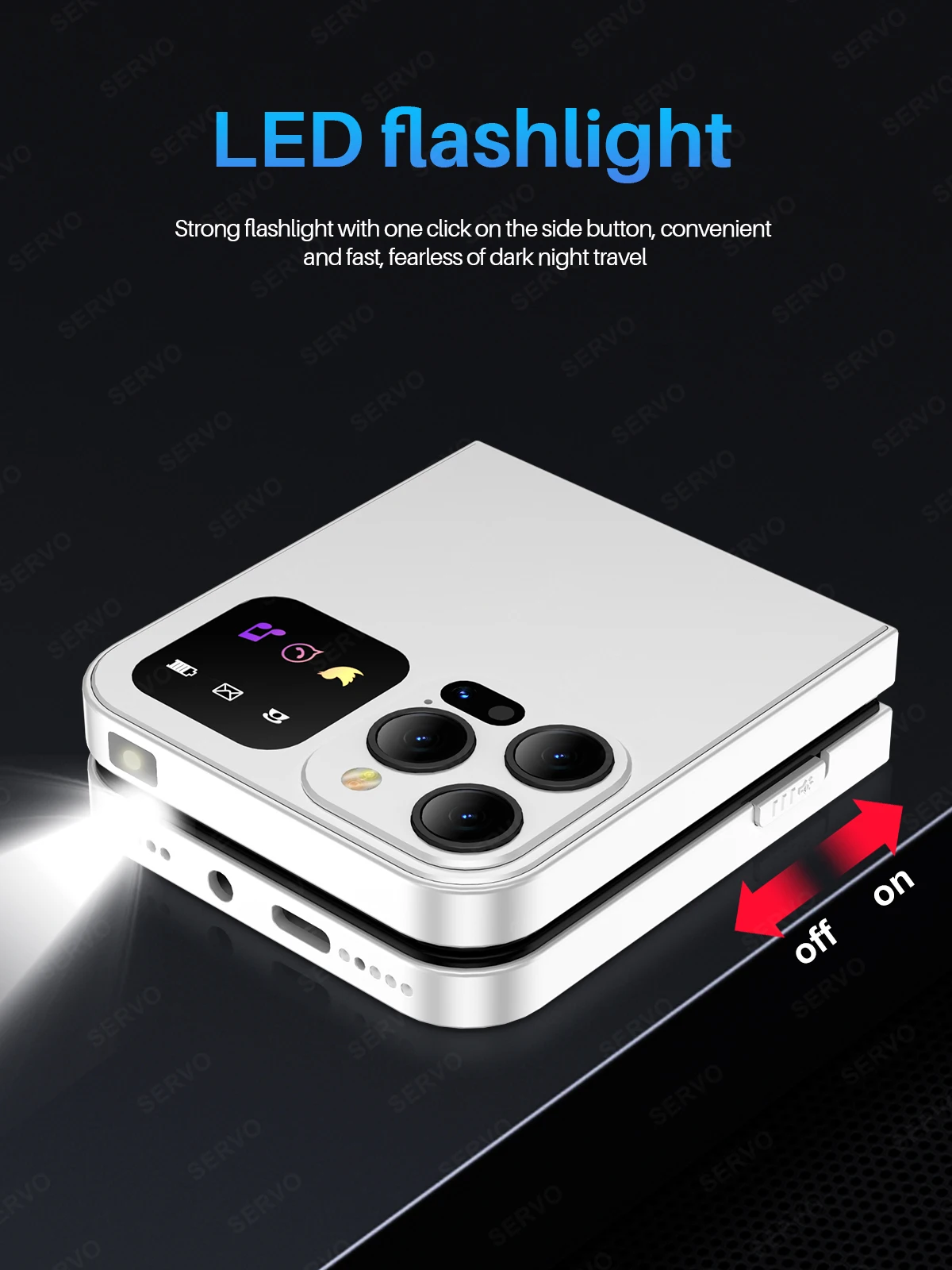 SERVO A50 Pro Foldable Phone: Dual SIM GSM, Electric Torch, Type-C 14 kf S64af29f4de064df99ea3cafb7985b720g