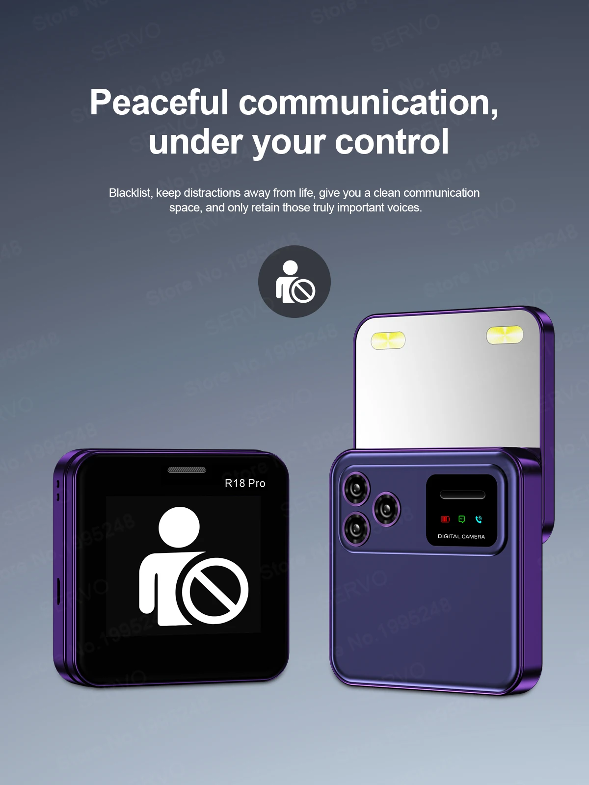 SERVO R18Pro Rotating Screen Mini Phone: Magic Voice, Button Slider, 2.4" 15 kf S69f478cbaa0a4a51965631ae0d24f1e1g