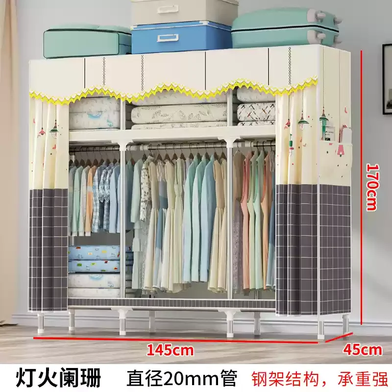Reinforced Steel Wardrobe: Waterproof Double-Door Fabric Storage Organizer 38 kf S6a737cb85af14e85b8eea08af4e15e30P