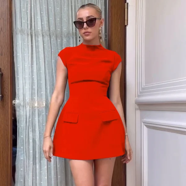 Fashion A- LINE Dress Women Summer Short Sleeve Black Sexy Mini Dresses Casual Streetwear Clubwear Elegant Party Slim Dress Lady - Image 6