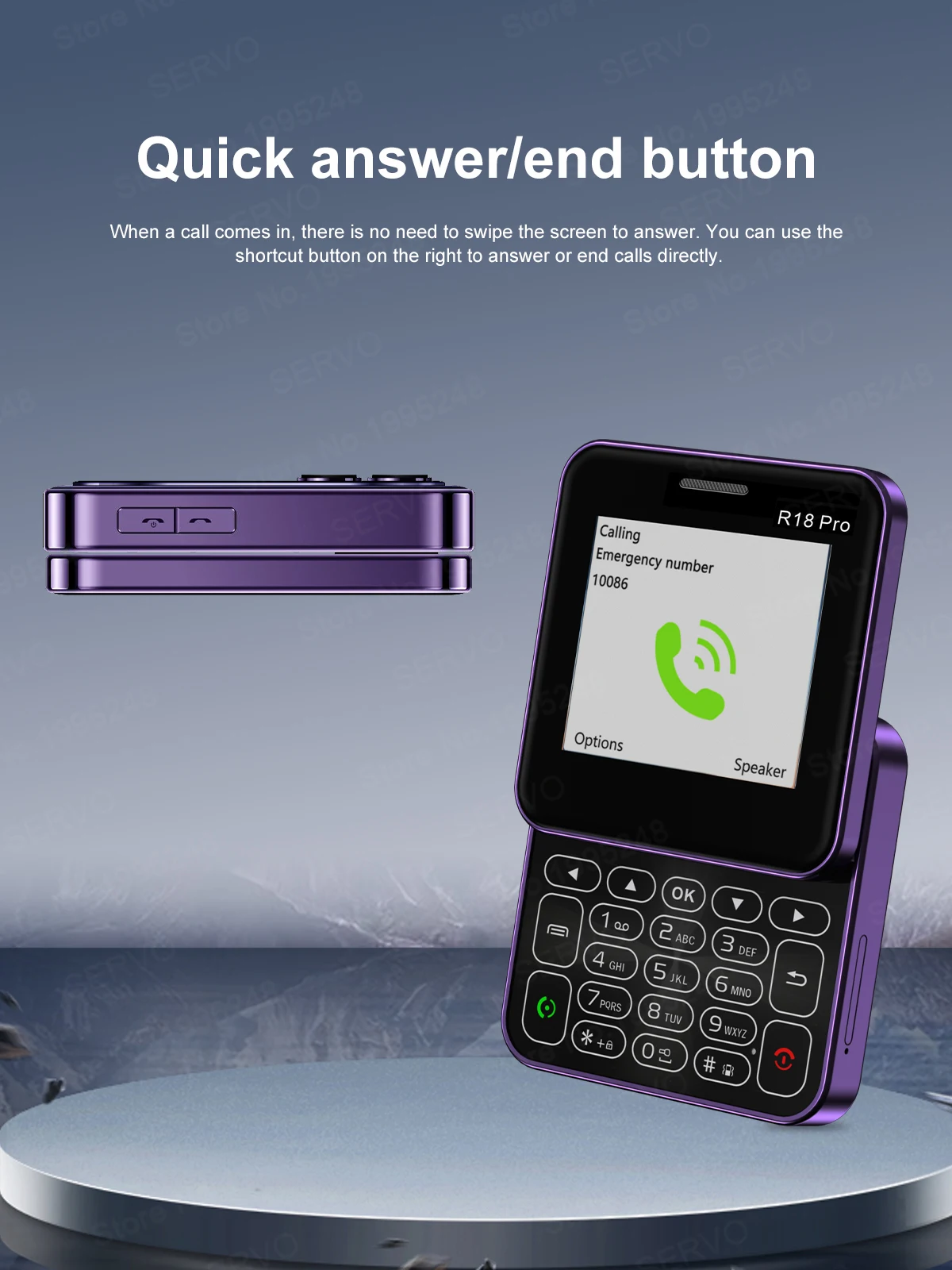 SERVO R18Pro Rotating Screen Mini Phone: Magic Voice, Button Slider, 2.4" 20 kf S6b9e792b3a3c4353819f8be1efc51210p