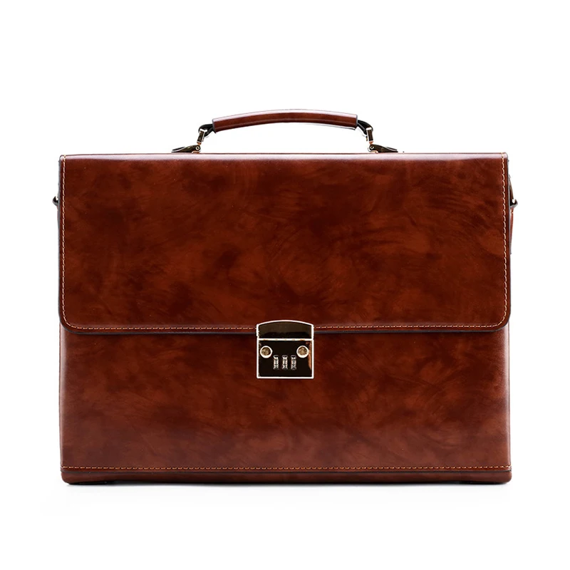 PU Leather Men's Briefcase Lawyer Executive Business Luxury Large Capacity Office 14 Inch Laptop Handbag Shoulder Side Bag