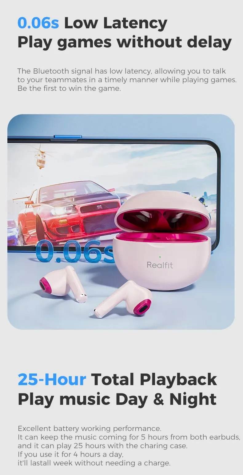 Realfit F2 TWS Bluetooth Earphone: Excellent HIFI Quality Wireless Earbuds 15 kf S6f2b4fcc61474e83bcd6bcab1f151012p