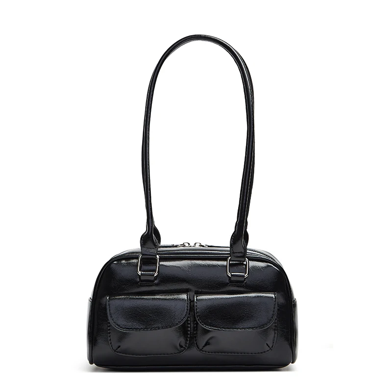 Oil Wax Leather Bowling Bag: Multi-Pocket Armpit Commuting Handbag 14 kf S718a3260d1bf4e40bc57c521a4d0e2c5S