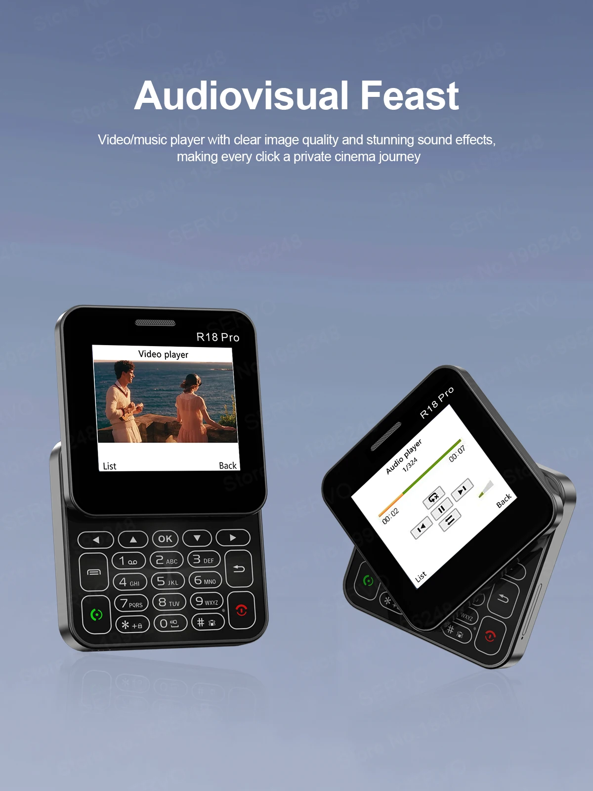 SERVO R18Pro Rotating Screen Mini Phone: Magic Voice, Button Slider, 2.4" 14 kf S724232719b684e409216f40acb4f98ab4