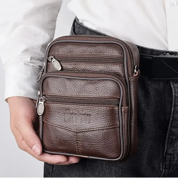 Men's New Genuine Leather Crossbody Bag Vertical Trendy Multifunctional Shoulder Bag Briefcase Casual Travel Messenger Bag - Image 5