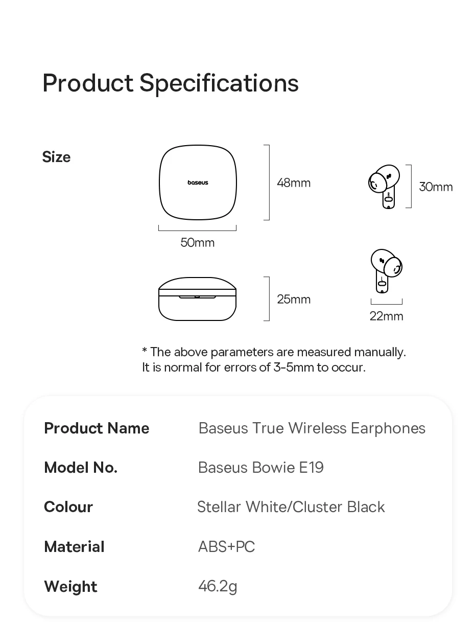 Baseus Bowie E19: Bluetooth 5.3, Big Bass 12mm Drivers, IPX5 Waterproof 18 kf S768ef0356b97437baa400d2ed9f4b709t