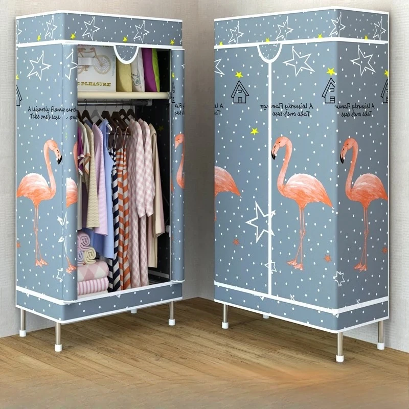 Portable Fabric Wardrobe Closet, Dustproof Hanging Organizer Space Saving Storage Cabinet Foldable Closet Bedroom Dorm Apartment