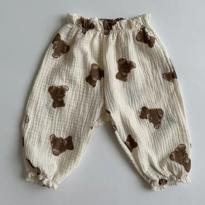 Organic Cotton Baby Pants: Newborn Toddler Cute Print Soft Muslin Capris 41 kf S7d0e7abc3c0e424e89996adbbe4957b7e