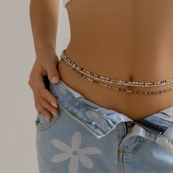 Ingemark 3Pcs Bohemia Waist Bead Belly Belt Chains for Women Wed Bridal Sexy Summer Bikini Elastic Body Jewelry Y2K Accessories - Image 3