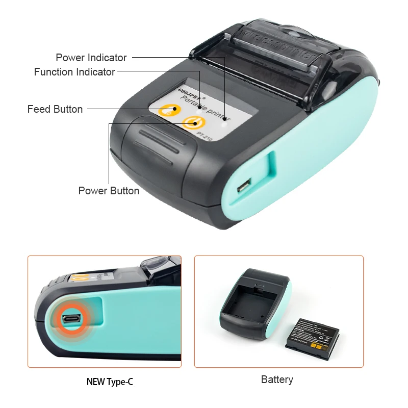 Mini Thermal Receipt POS Printer: Wireless Bluetooth 58mm Bill/Ticket 17 kf S7f49a0022bff490fb8a4bfe77fd283a6U