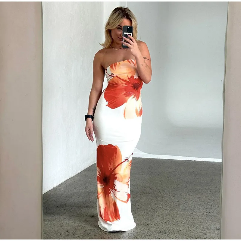 Sexy Print Maxi Dress: Loose Off-Shoulder Sleeveless Summer Vacation Robe 45 kf S7f76b5e350944450a33a00c9695e5155m