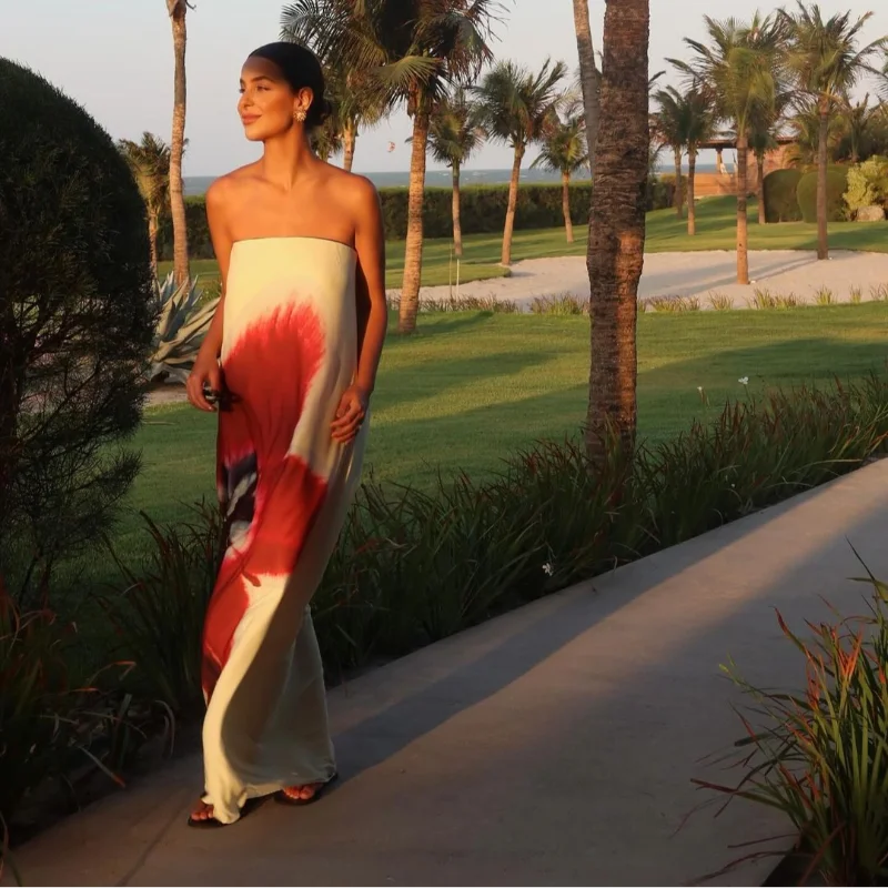 Sexy Print Maxi Dress: Loose Off-Shoulder Sleeveless Summer Vacation Robe 31 kf S82fac9962504469ca16661fafbfcb909n