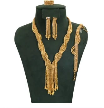 Jankelly Trendy Fashion 4PCS Luxury Waterdrop Indian Jewelry Sets For Women Wedding Party Indian Dubai Bridal jewelry Sets