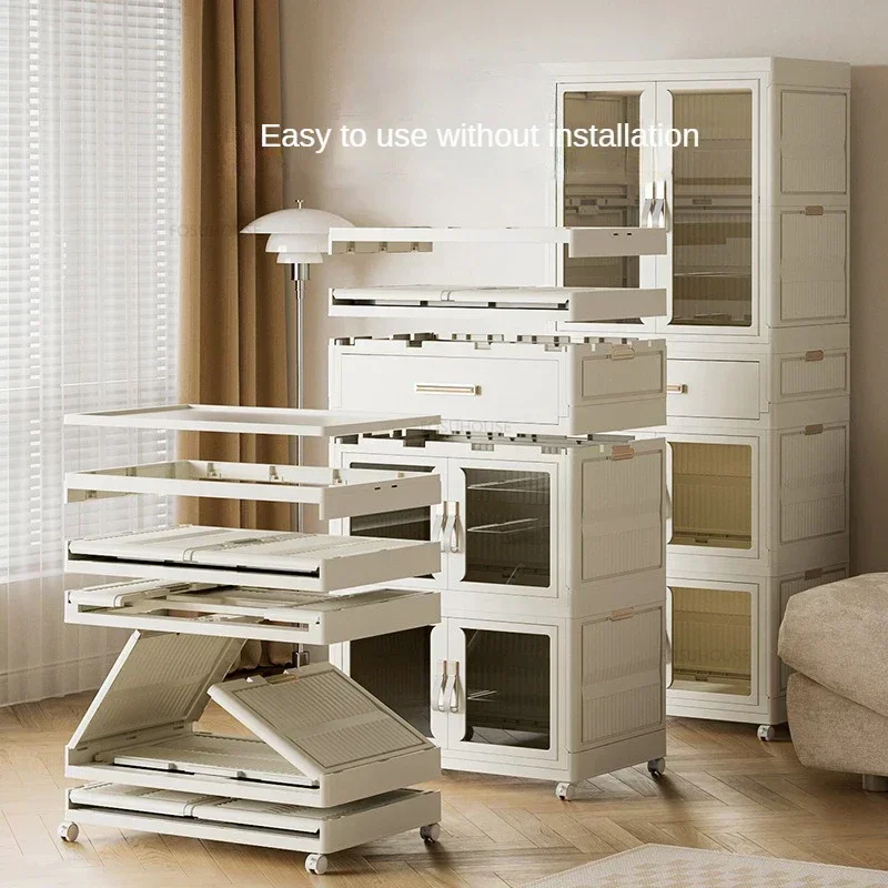 Simple Foldable Multi-layer Wardrobes Household Dustproof Partition Closet Storage Wardrobe Bedroom Open Storage Folding Bins