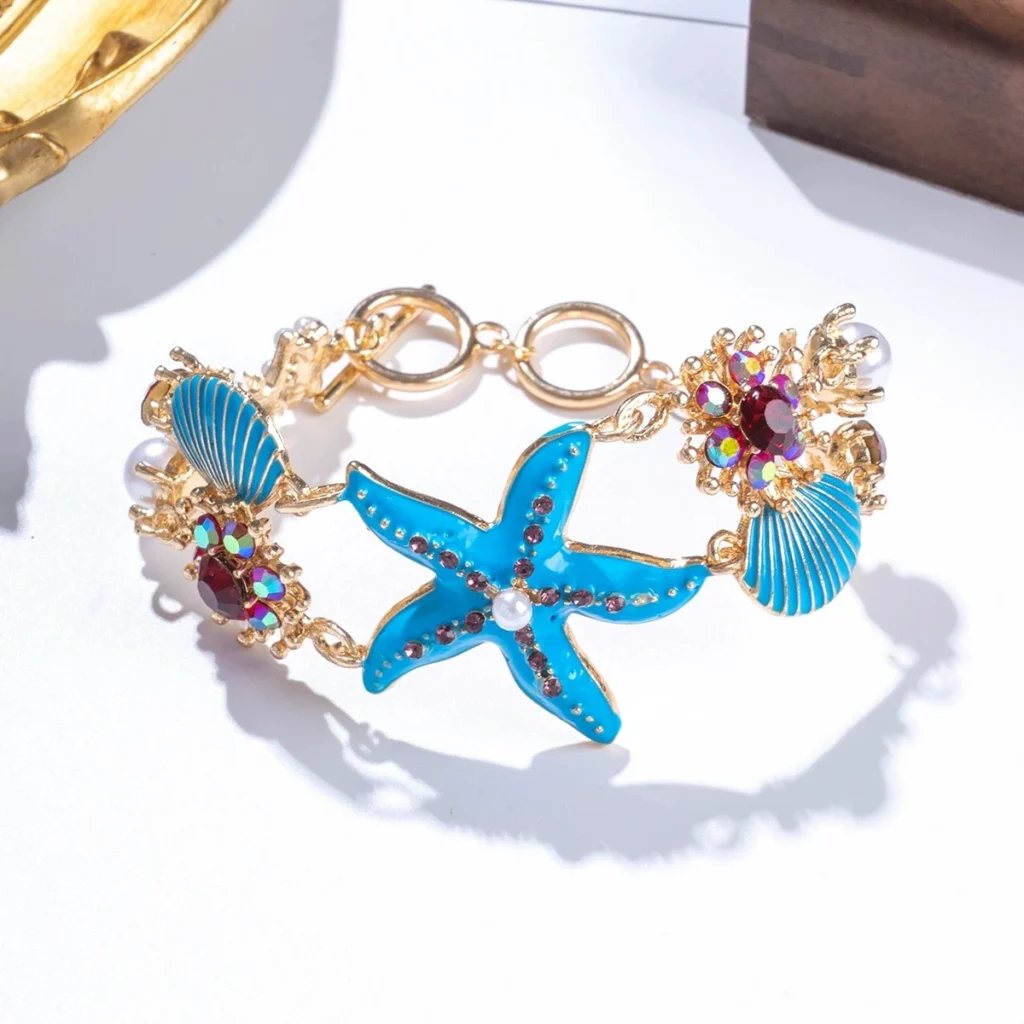 Bohemian Starfish Shell Bracelet For Women Crystal Pearl Summer Bangle Female Seaside Beach Boho Jewelry Accessories