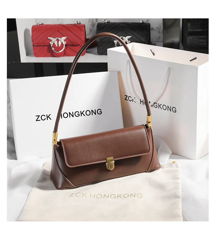 Genuine Leather Armpit Bag: Retro Niche Solid Color Portable Shoulder Bag 27 kf S887b17af88e545b2bb2c9ee98e2cc8b3k