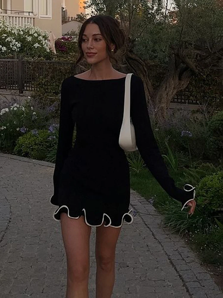 TARUXY Knit Mini Dress: Contrast Color, Slim Sweater Dress, Long Sleeve 37 kf S89e3f379cd89471d9f602fcbc64acf8bl