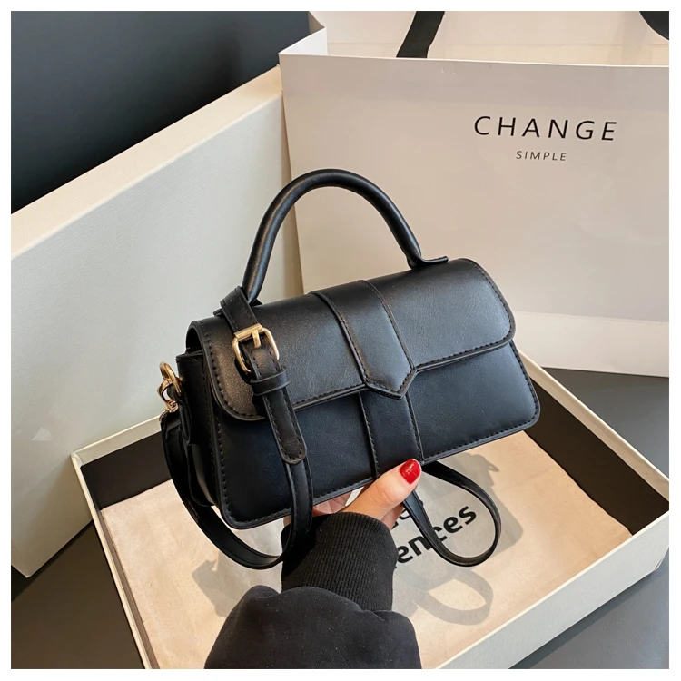 Black PU Leather Shoulder Bag: Fashion Crossbody Vintage Underarm Satchel 15 kf S8ad2e1843b6a4a1cbdb2879e5520b73bR
