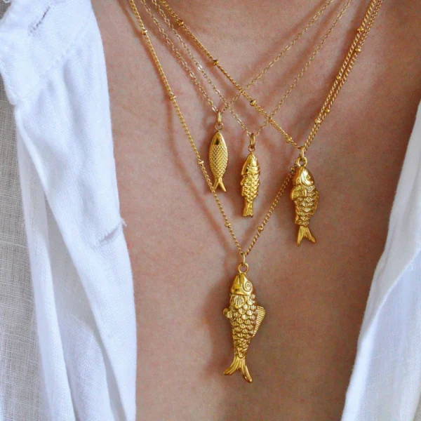 2025 New Necklace Colorful Fish Stainless Steel Trendy Metal Jewelry Colored Rope Choker Women Accessories Gift Collar pez - Image 3